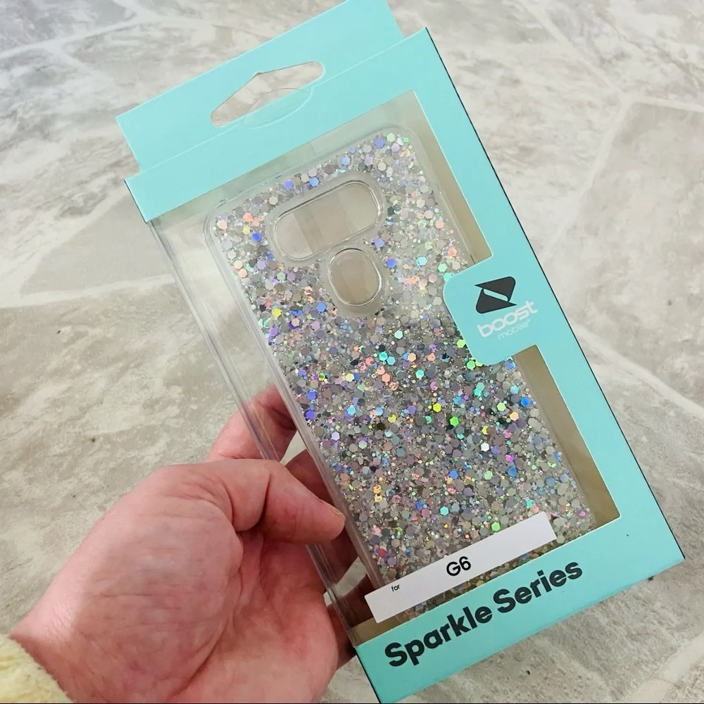 NWT G6 silver sparkly sparkle series protective phone case